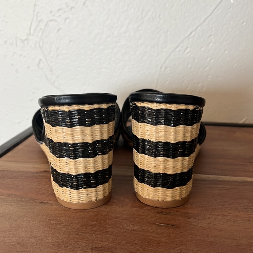 KATE SPADE Linda Wedges Tan And Black Raffia - Picture 9 of 12